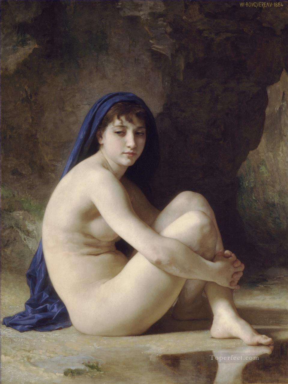 Baigneuse accroupie William Adolphe Bouguereau desnudo Pintura al óleo